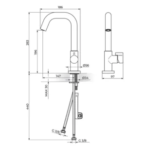 Rosan Stolz S3 Black slavina za sudoperu 338101B mat crna jednoručna