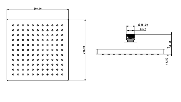 HERZ UNITAS Tuš ruža 20x20 sq black UH12112B - Image 2