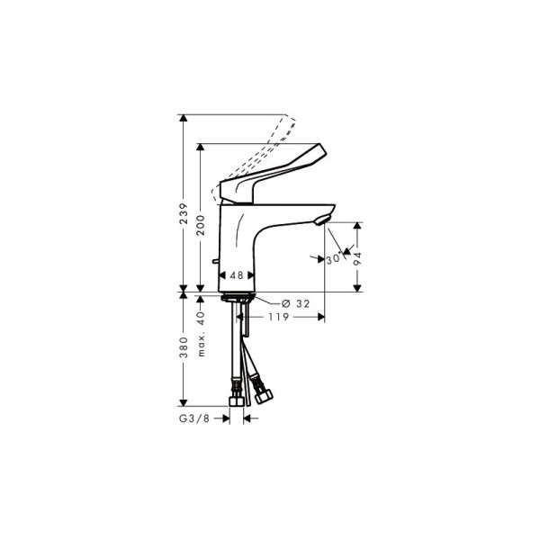 Hansgrohe Focus Care 100 slavina za lavabo sa produženom ručicom (lekarska) 31911000 - Image 2