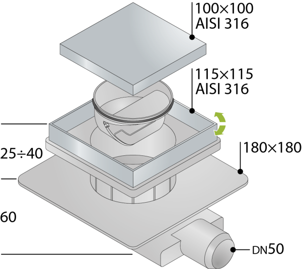 OMP TEA Slivnik za ispusnu 2u1 12cm 2665.592.8. - Image 3