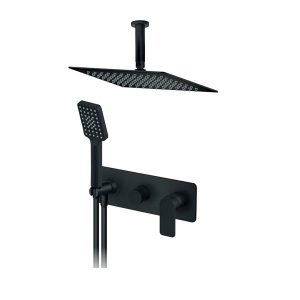 ROSAN Uzidna Slavina S2 za Tuš Kadu sa Plafonskim Tušem 200x300mm i Ručnim Tušem - Crna 231607B