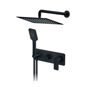 ROSAN Uzidna Slavina S2 za Tuš Kadu sa Zidnim Tušem 200x300mm i Ručnim Tušem - Crna 231605B