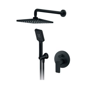 ROSAN Uzidna Slavina S2 za Tuš Kadu sa Zidnim Tušem 210x210mm i Ručnim Tušem - Crna 231601B