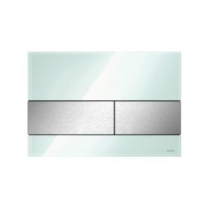 TECE Tipka square staklo zelena-taster četkani inox (anti-fingerprint) 9240804