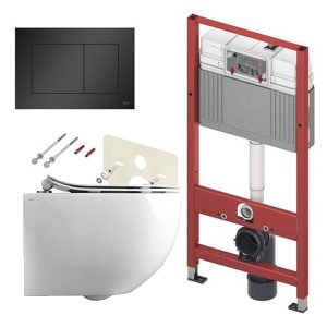 TECE BASE SET UGRADNI VODOKOTLIĆ + AXA GLOMP WC ŠOLJA KONZOLNA RIMLESS + TECE NOW TIPKA CRNA MAT