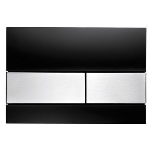 TECE TIPKA SQUARE STAKLO CRNA-TASTER ČETKANI INOX (ANTI-FINGERPRINT) 9240806