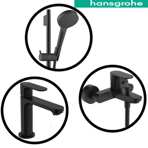 HANSGROHE REBRIS S SET 3 U 1 CRNA MAT 72517670 + 72440670+26422670