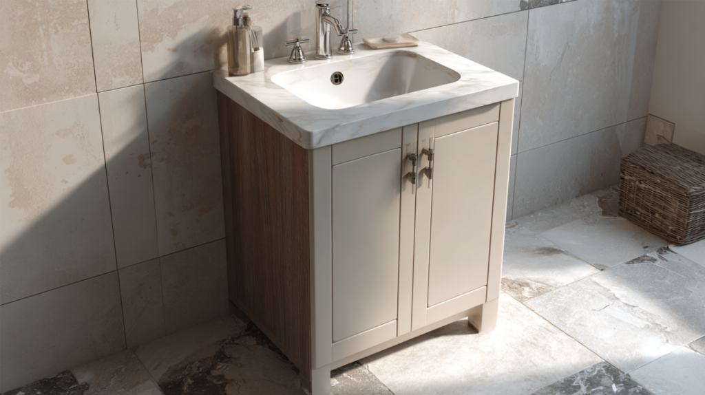 Lavabo sa ormarićem donosi funkcionalnost bez dodatnog nameštaja.
