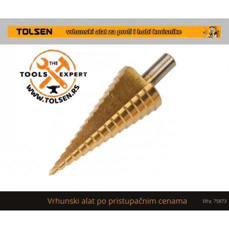 Tolsen stepenasta burgija 4–32 mm sa titanium premazom za metal i plastiku