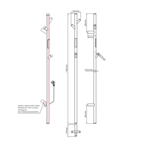 sušač za peškire 1180mm tehnički crtež dimenzije inox