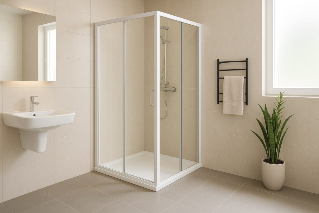 Tuš kabina 80x80 u minimalistički uređenom kupatilu