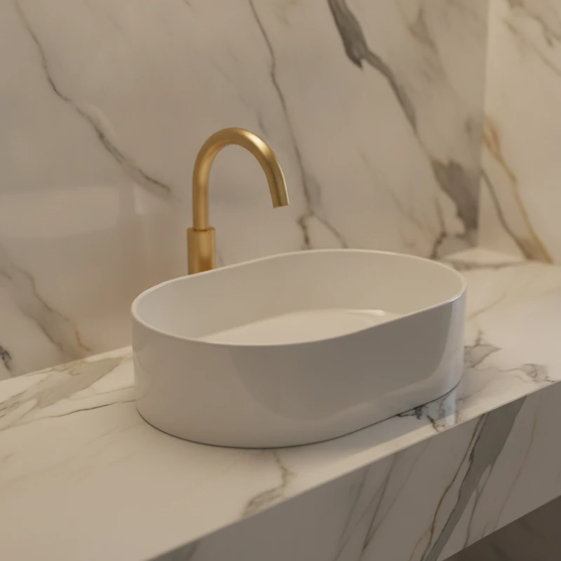 Azzurra Aurea nadgradni lavabo 55 × 40 cm beli sjaj (AULA05540000)