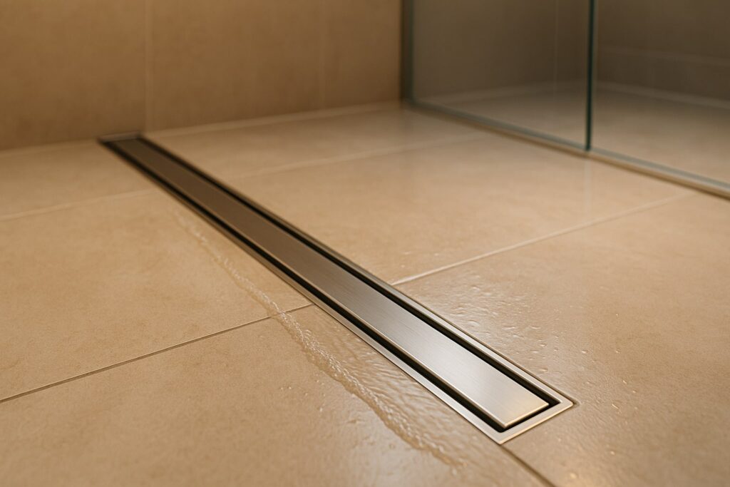 linijski slivnik u tuš kabini