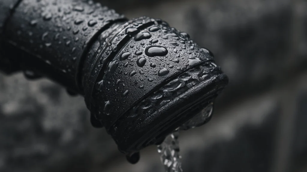 Mat crna slavina za bide sa kapljicama vode, krupan kadar