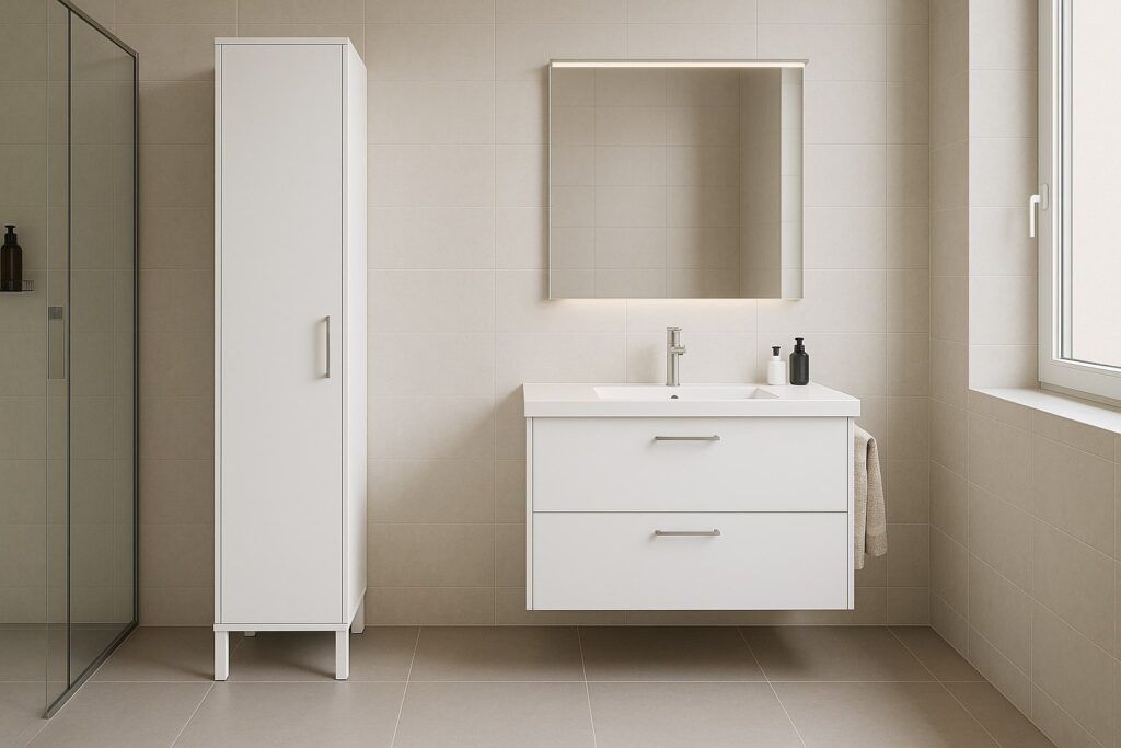 Samostojeće verikale za kupatilo u beloj boji