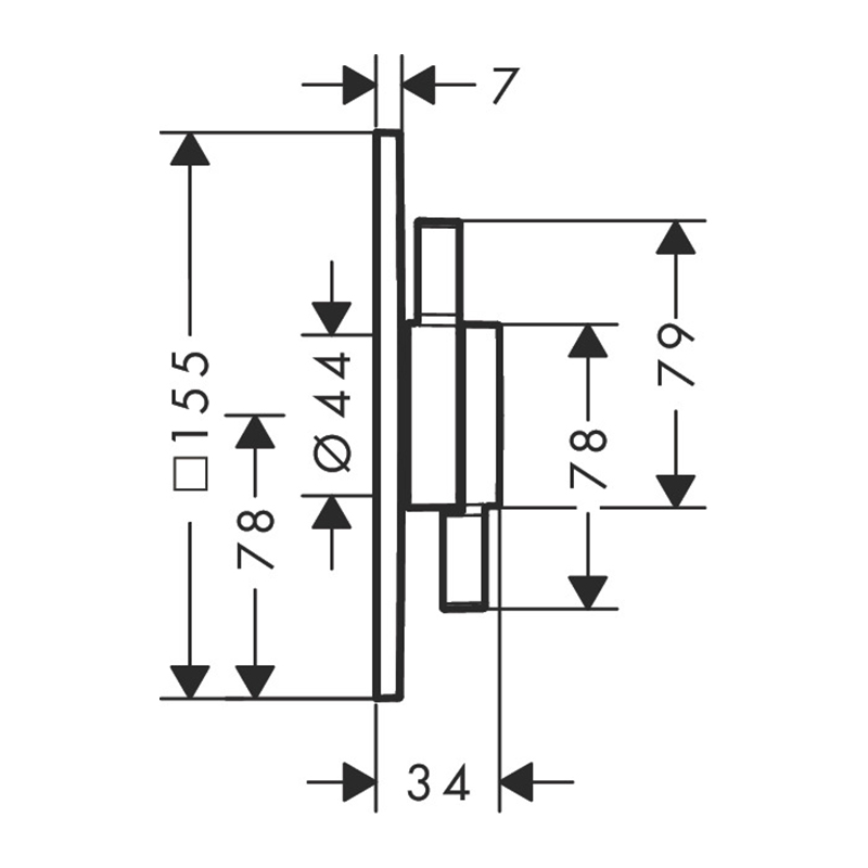 Hansgrohe Ugradni termostatski mešač DuoTurn Q 2 funkcije - Slika 2