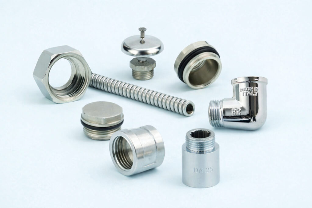 Metalni vodovodni fitinzi, produžetak, čepovi, koleno i navojna matica