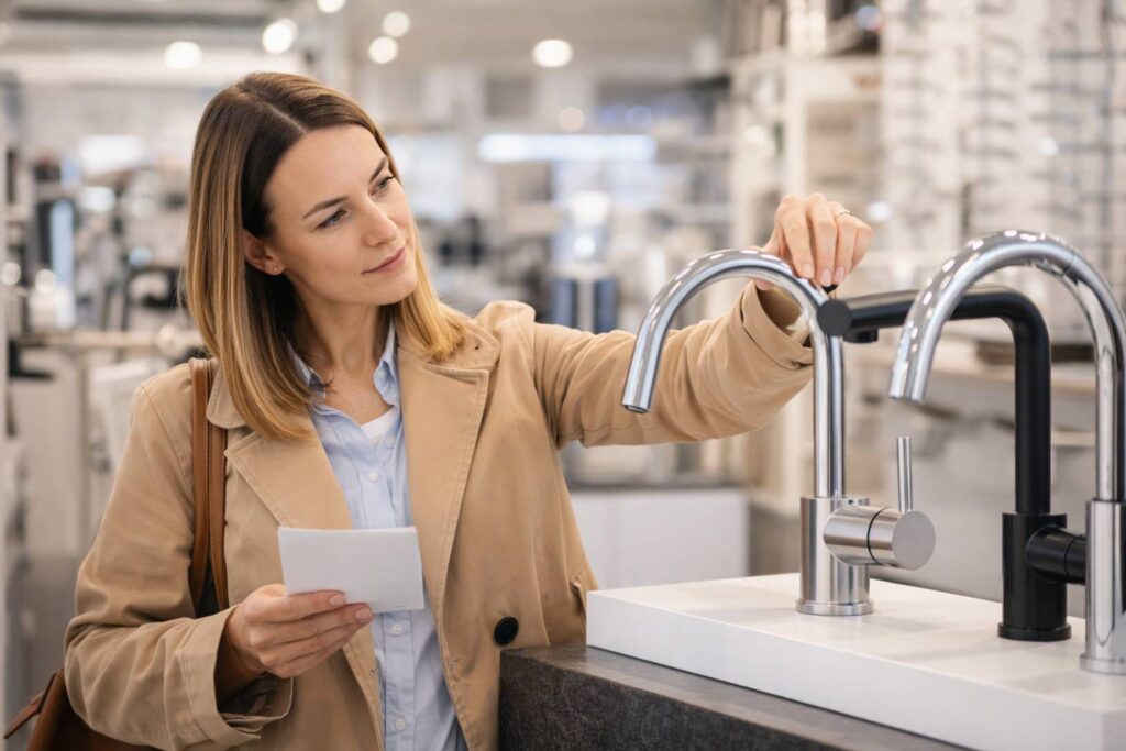 Zena u kupovini slavina