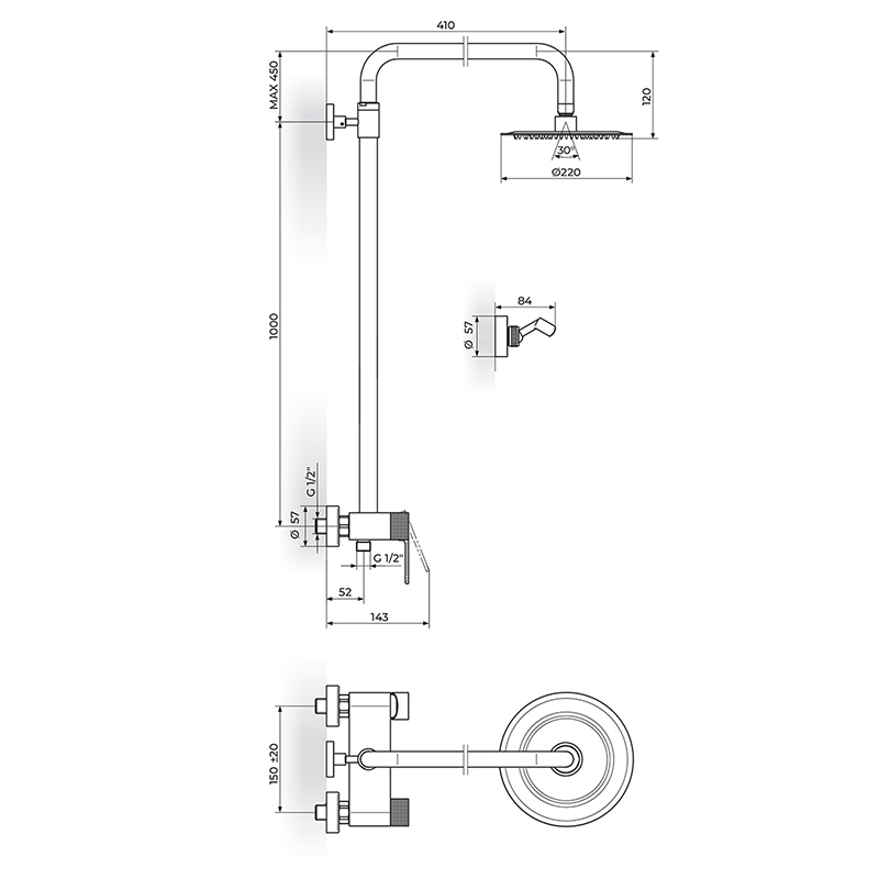 ROSAN S2 Gold usponski tuš (237251G) - Slika 2