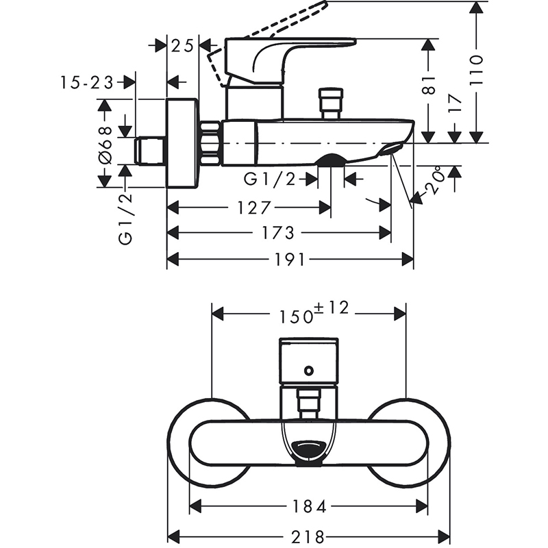 Hansgrohe Rebris Slavina za kadu (72440000) - Slika 2