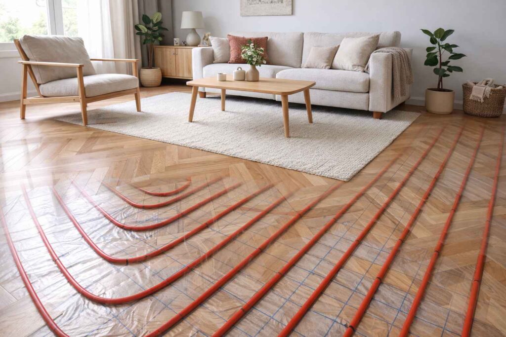 Podno grejanje ispod parketa u dnevnoj sobi