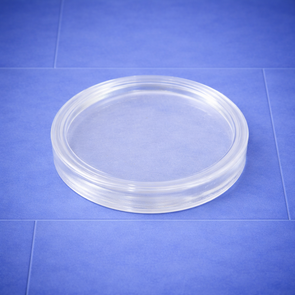 Staklo za vodomer INSA – rezervni deo za zaštitu brojčanika na plavoj pozadini