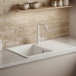Metalac XATOS PLUS granitna sudopera usadna bela 780x500 mm – Ø90 (377920)