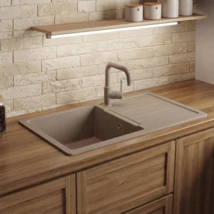 Metalac XATOS MEGA granitna sudopera usadna bež 860×500 mm – Ø90 (377926)
