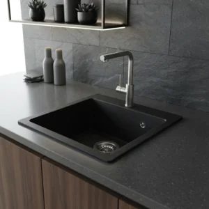 Metalac XATOS 50 granitna sudopera usadna crna 500×500 mm – Ø90 (377914)