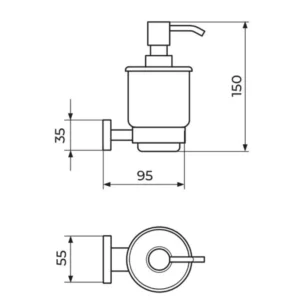 Rosan Mistique JM910 dozator za tečni sapun tehnički crtež