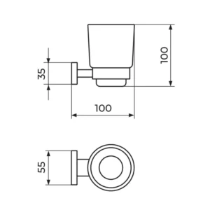 Rosan Mistique JM906 držač čaše tehnički crtež