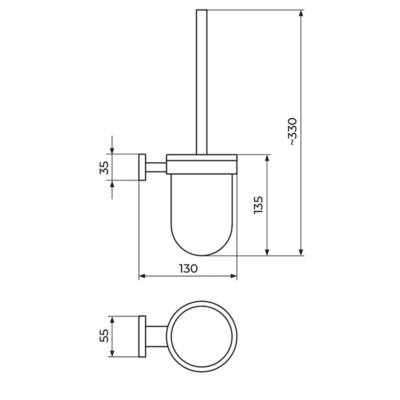 Rosan Mistique JM908 WC četka tehnički crtež