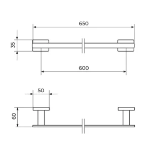 Rosan Quadro JQ901 držač za peškir tehnički crtež