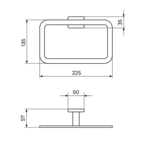 Rosan Quadro JQ903 držač za peškir prsten tehnički crtež