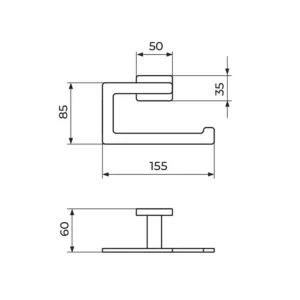 Rosan Quadro JQ909 držač toalet papira tehnički crtež