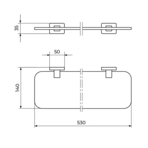 Rosan Quadro JQ904 staklena polica tehnički crtež