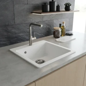 Metalac XATOS 50 granitna sudopera usadna bela 500×500 mm – Ø90 (377917)