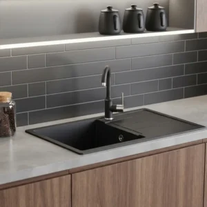 Metalac XATOS PLUS granitna sudopera usadna crna 780×500 mm – Ø90 (377919)
