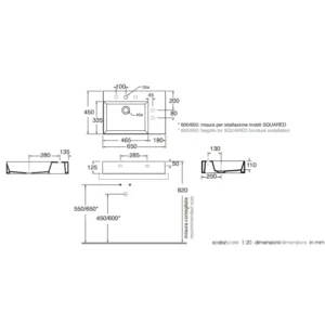 Azzurra ELEGANCE SQUARED lavabo 65x45