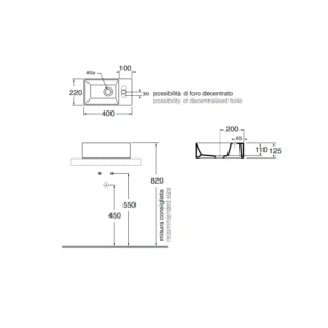 Azzurra ELEGANCE SQUARED lavabo 40x22
