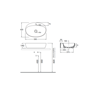 Azzurra ELEGANCE CIRCLE lavabo Azzurra ELEGANCE CIRCLE lavabo 60x42