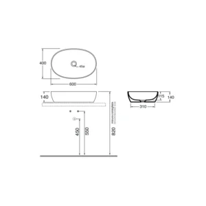 Azzurra ELEGANCE CIRCLE lavabo 60x40