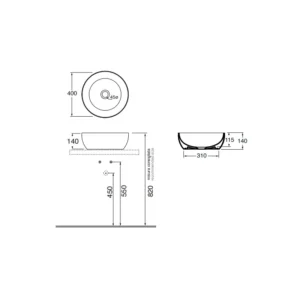 Azzurra ELEGANCE CIRCLE lavabo 40 cm Azzurra ELEGANCE CIRCLE lavabo Ø40