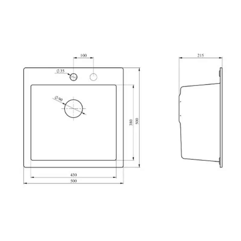 Metalac XATOS 50 granitna sudopera usadna bež 500×500 mm – Ø90 (377916)