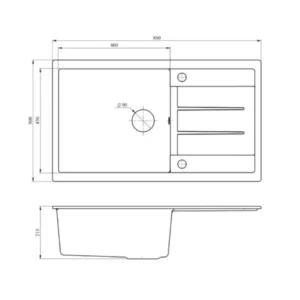 Metalac XATOS MEGA granitna sudopera 860x500 mm