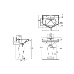 Azzurra JUBILAEUM lavabo 72 cm Azzurra JUBILAEUM lavabo 72 cm klasični dizajn