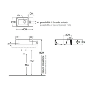 Azzurra ELEGANCE SQUARED lavabo 40x22