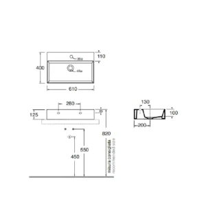 Azzurra ELEGANCE SQUARED lavabo 61x40