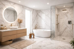 Zamena pločica u kupatilu u imitaciji mermera