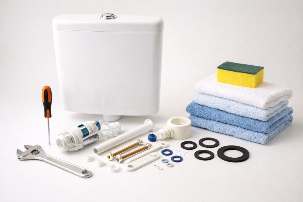 Alati i materijali potrebni za zamenu vodokotlica